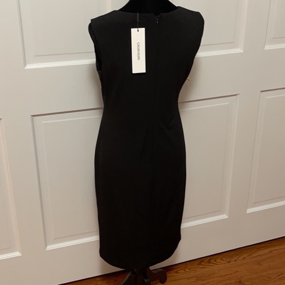 Calvin Klein Black Faux Leather Suede Lined Sheath Dress NWT - Picture 6 of 13